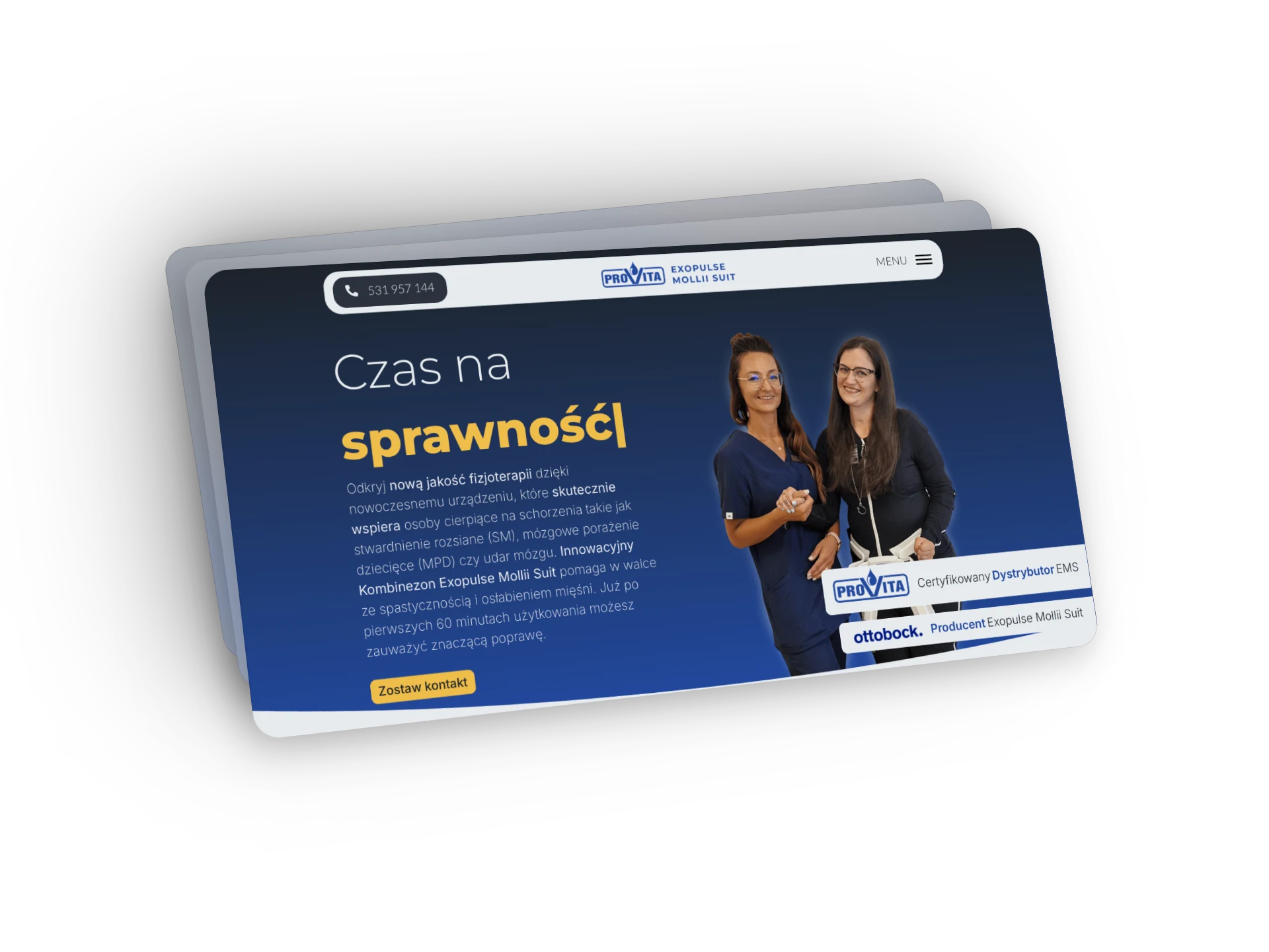 Strona internetowa innowacyjnego kombinezonu mollii.pl - miniatura projektu