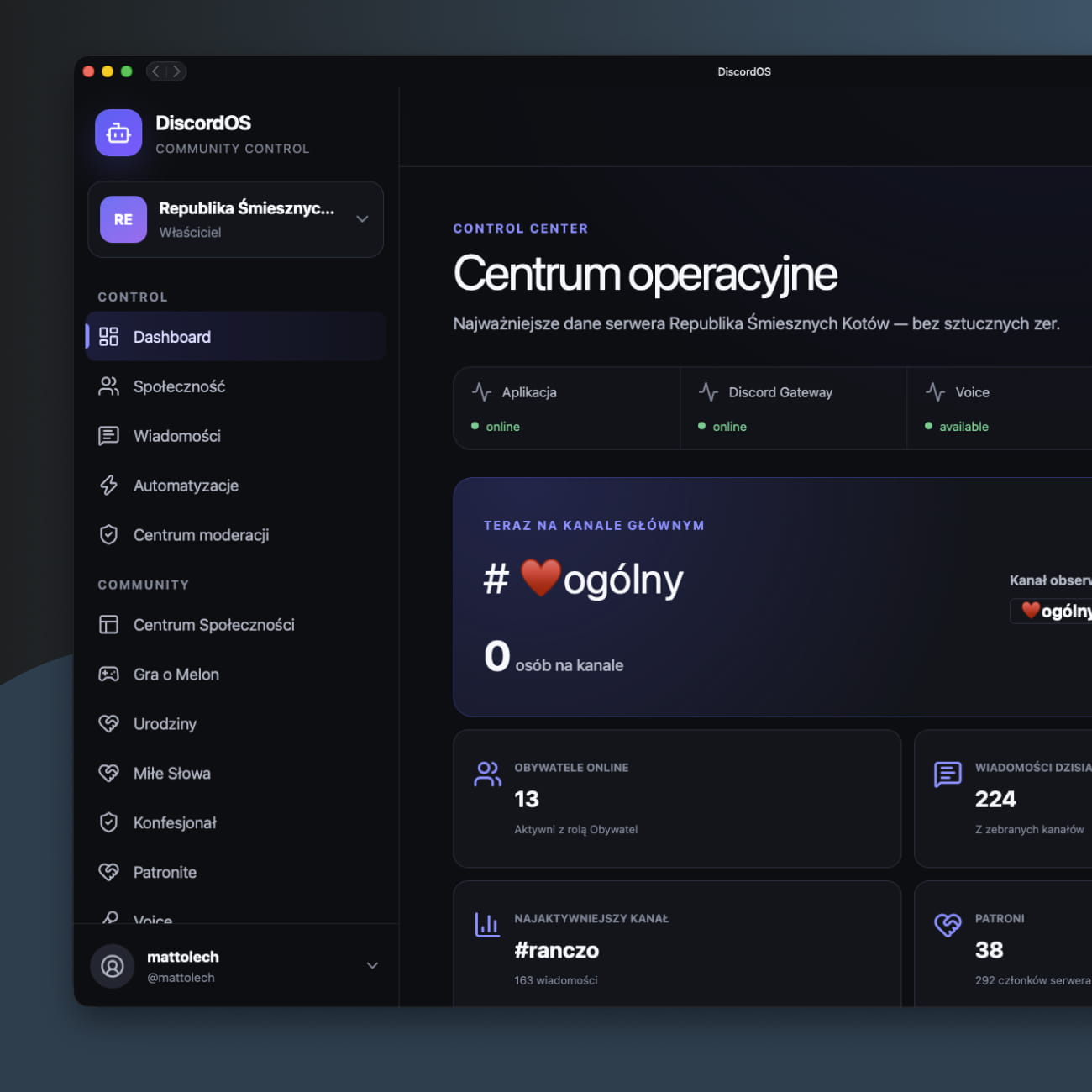 DiscordOS - UX aplikacji