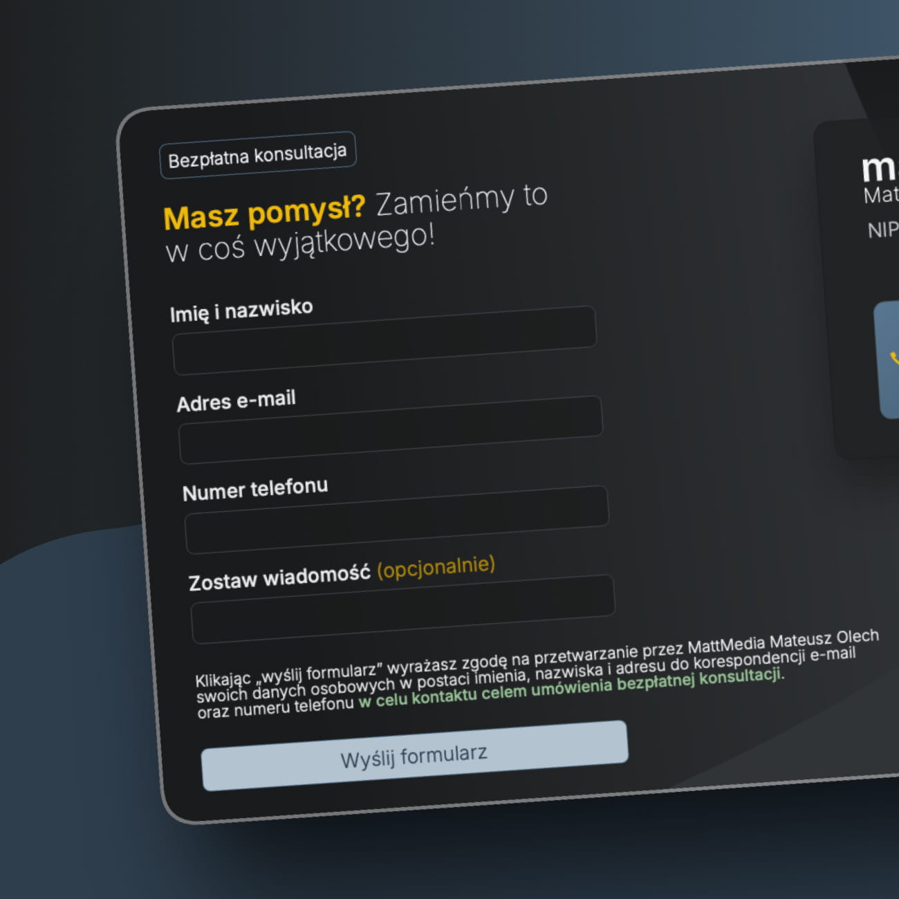 UX formularza kontaktowego - prostota