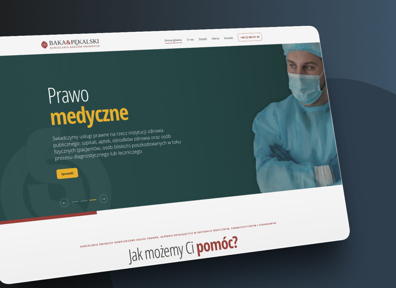 Strona internetowa Kancelarii Baka&Pękalski, którą zaprojektowałem